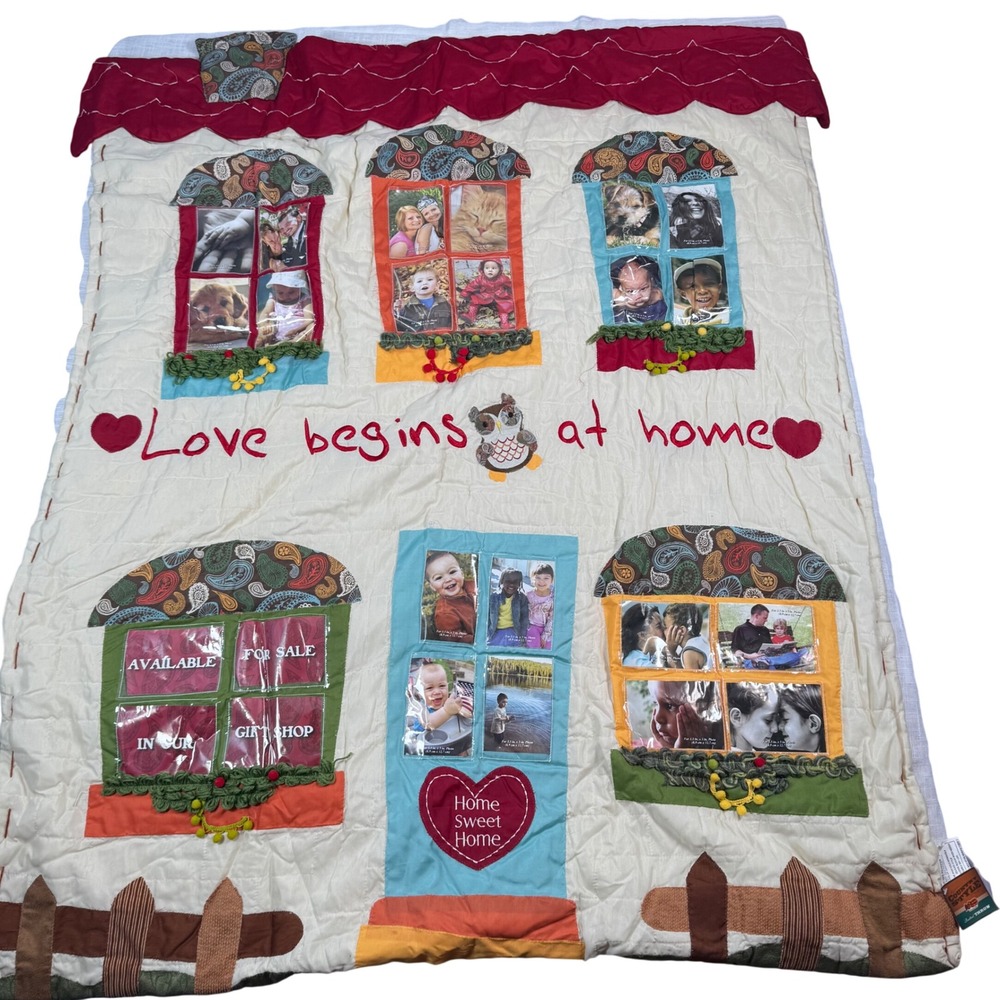 NWT Cracker Barrel Country Quilted Throw Photo Album Blanket Love Begins at Home
